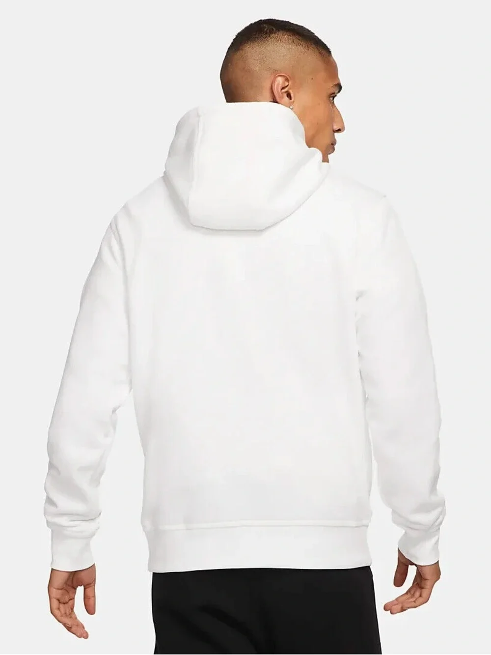 Nike White Men's Pullover Hoodie with Black Swoosh